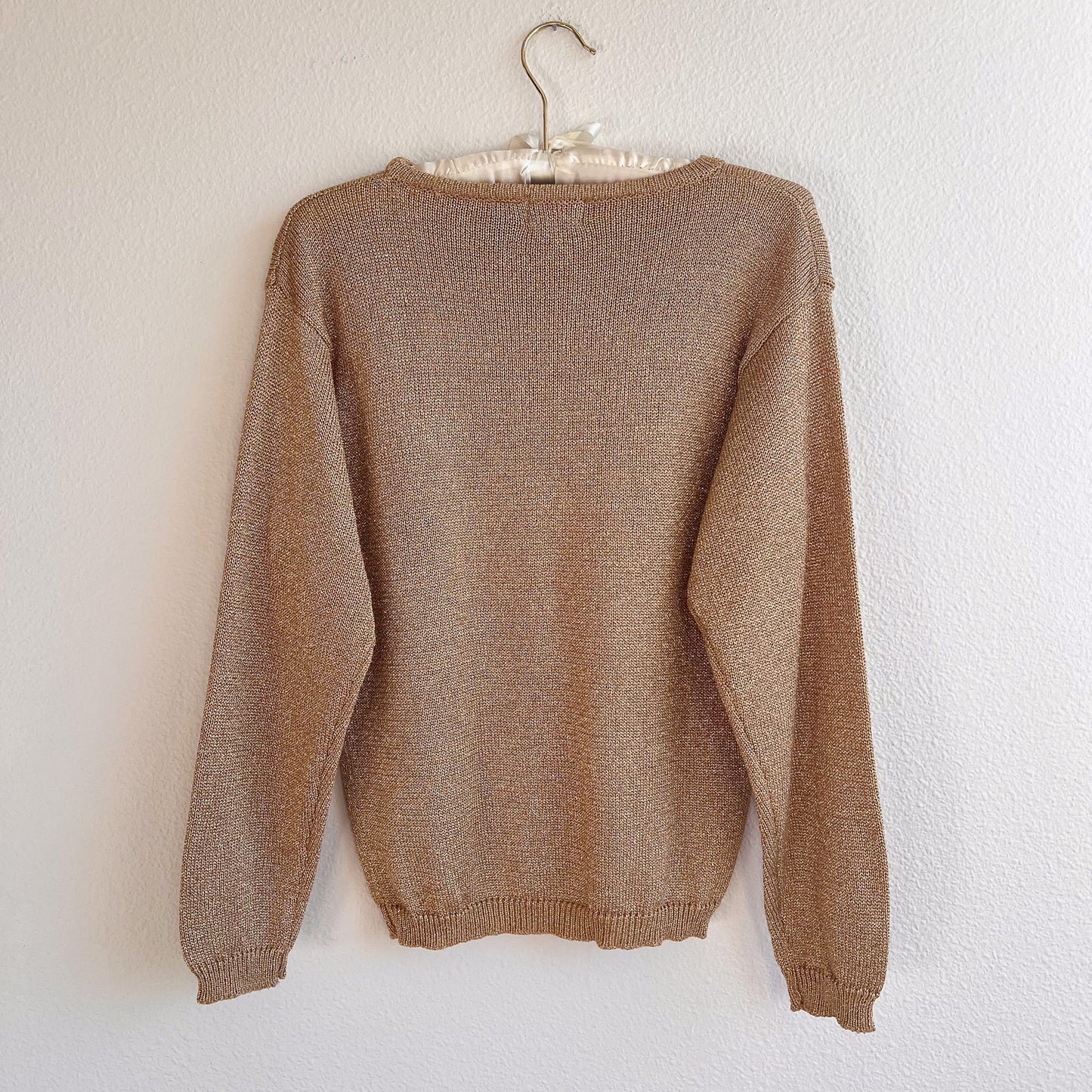 1990s Metallic Gold Long Sleeve Sweater (S/M)