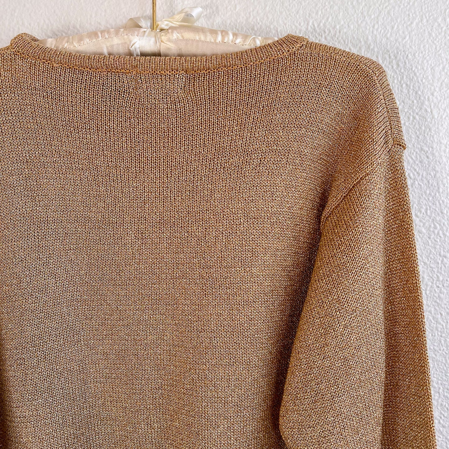 1990s Metallic Gold Long Sleeve Sweater (S/M)