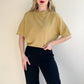 1990s Gold Rib Knit Short Sleeve Sweater (L/XL)