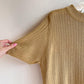1990s Gold Rib Knit Short Sleeve Sweater (L/XL)