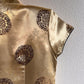 1990s Gold Metallic Silk Short Sleeve Top (S/M)