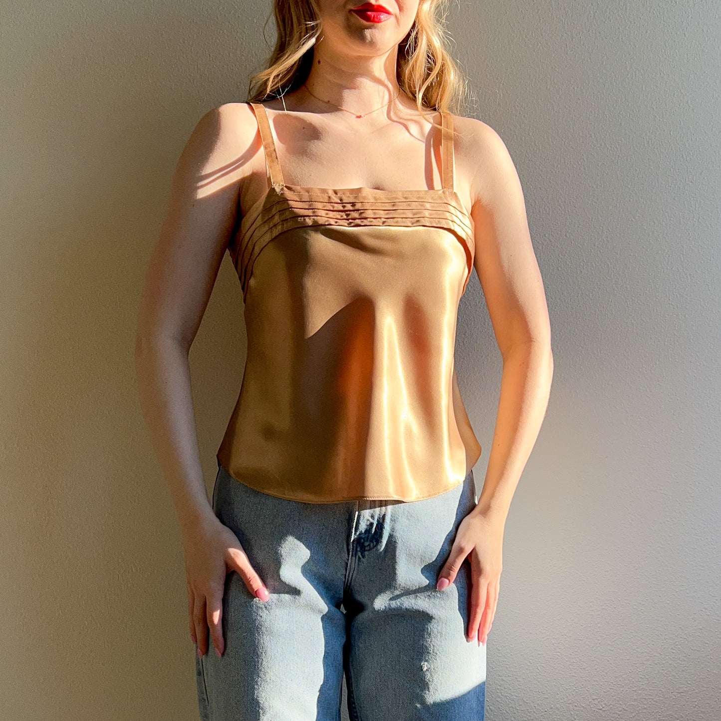 1990s Silky Gold Pleated Cami (M)