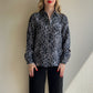 1990s Gray Leopard Print Silk Blouse (M/L)