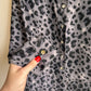 1990s Gray Leopard Print Silk Blouse (M/L)