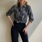 1990s Gray Leopard Print Silk Blouse (M/L)