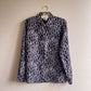 1990s Gray Leopard Print Silk Blouse (M/L)