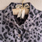 1990s Gray Leopard Print Silk Blouse (M/L)