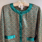 1990s Emerald Green Print Buttoned Blouse (S/M)
