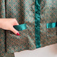 1990s Emerald Green Print Buttoned Blouse (S/M)