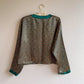 1990s Emerald Green Print Buttoned Blouse (S/M)