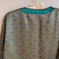1990s Emerald Green Print Buttoned Blouse (S/M)