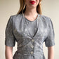 1990s Houndstooth Midi Dress With Faux Vest (L)