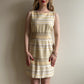 1990s Ivory and Taupe Striped Pattern Dress (M/L)