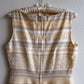 1990s Ivory and Taupe Striped Pattern Dress (M/L)