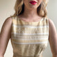 1990s Ivory and Taupe Striped Pattern Dress (M/L)