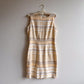 1990s Ivory and Taupe Striped Pattern Dress (M/L)