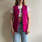 1990s Magenta Silk Jacquard Puffer Vest (S/M)