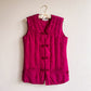 1990s Magenta Silk Jacquard Puffer Vest (S/M)