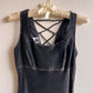 1990s Metallic Silver Dress With Lace Up Back (S)
