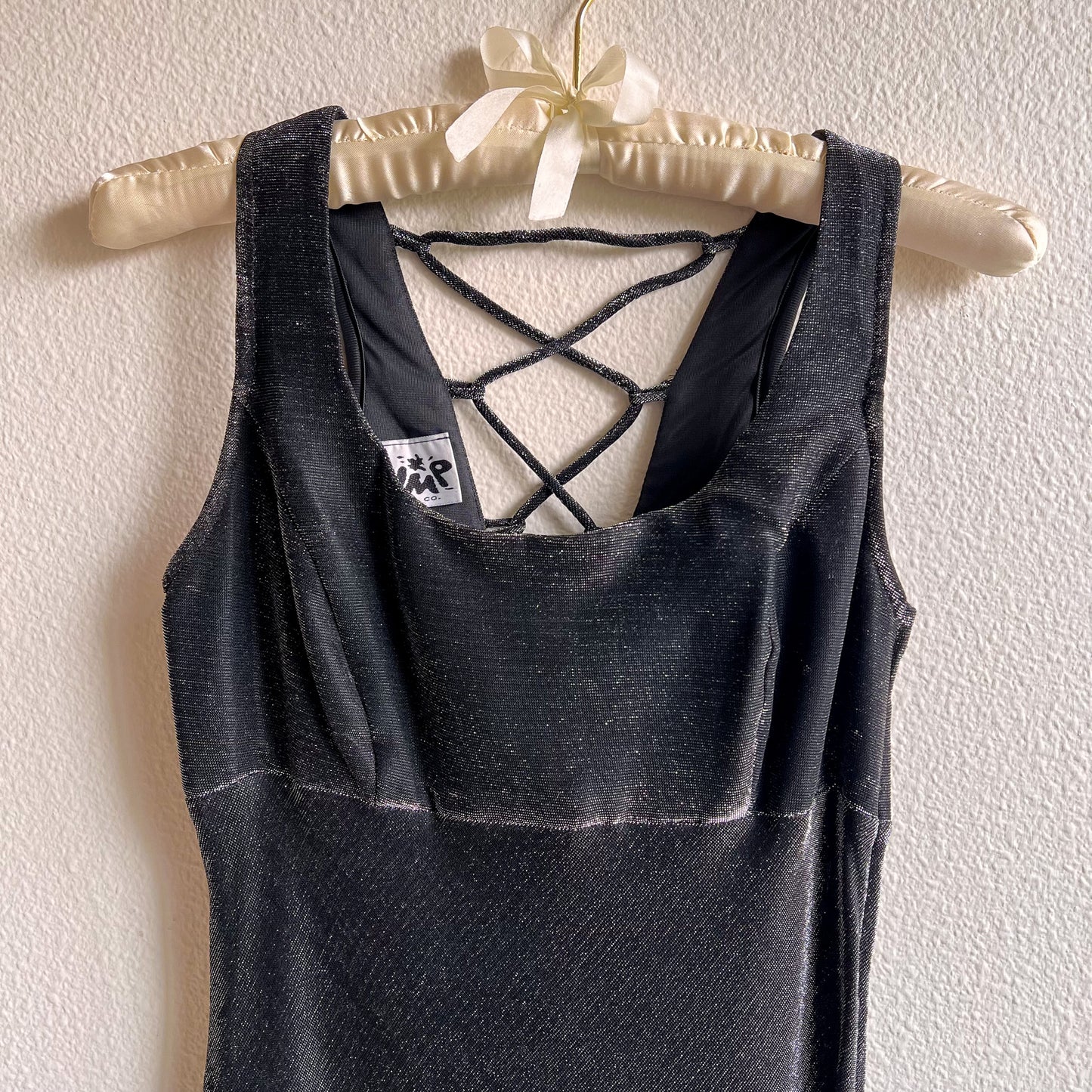 1990s Metallic Silver Dress With Lace Up Back (S)