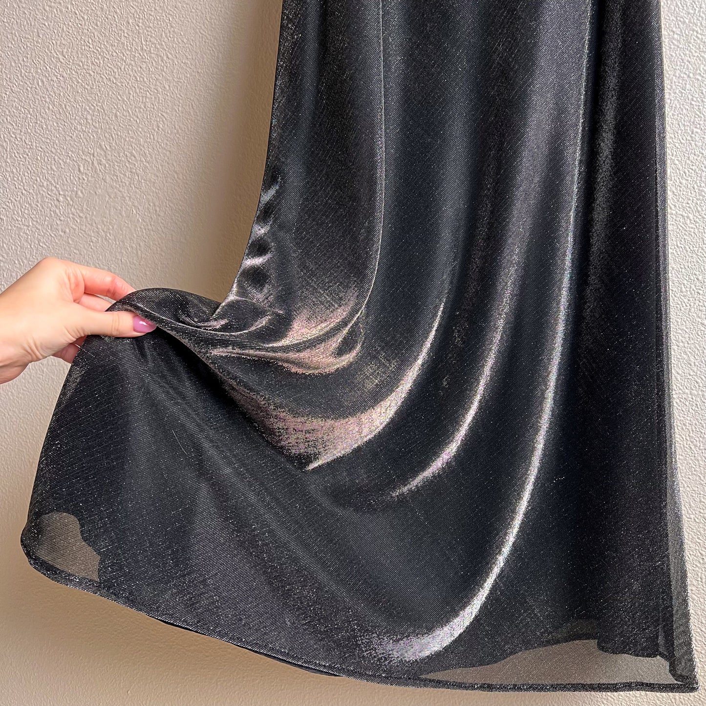 1990s Metallic Silver Dress With Lace Up Back (S)