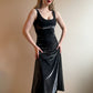 1990s Metallic Silver Dress With Lace Up Back (S)