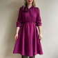 1990s Mulberry Dress With Pleated Bow Collar (XS/S)