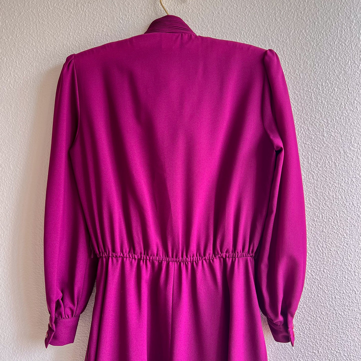 1990s Mulberry Dress With Pleated Bow Collar (XS/S)