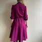 1990s Mulberry Dress With Pleated Bow Collar (XS/S)