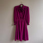 1990s Mulberry Dress With Pleated Bow Collar (XS/S)
