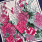 1990s Pink Floral Print Scarf With Navy Border