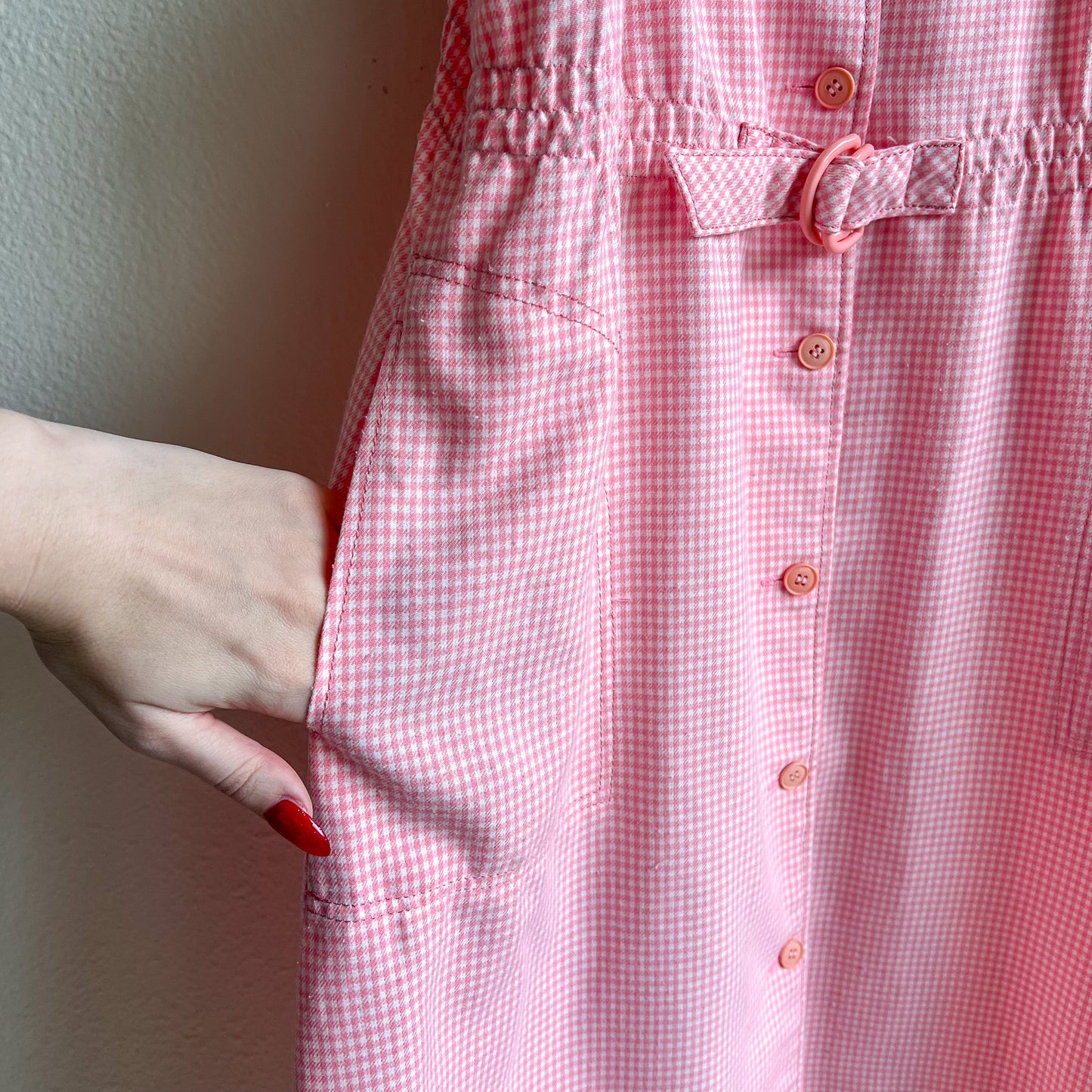 Adorable 1990s Pink Gingham Overall Dress (XS/S)