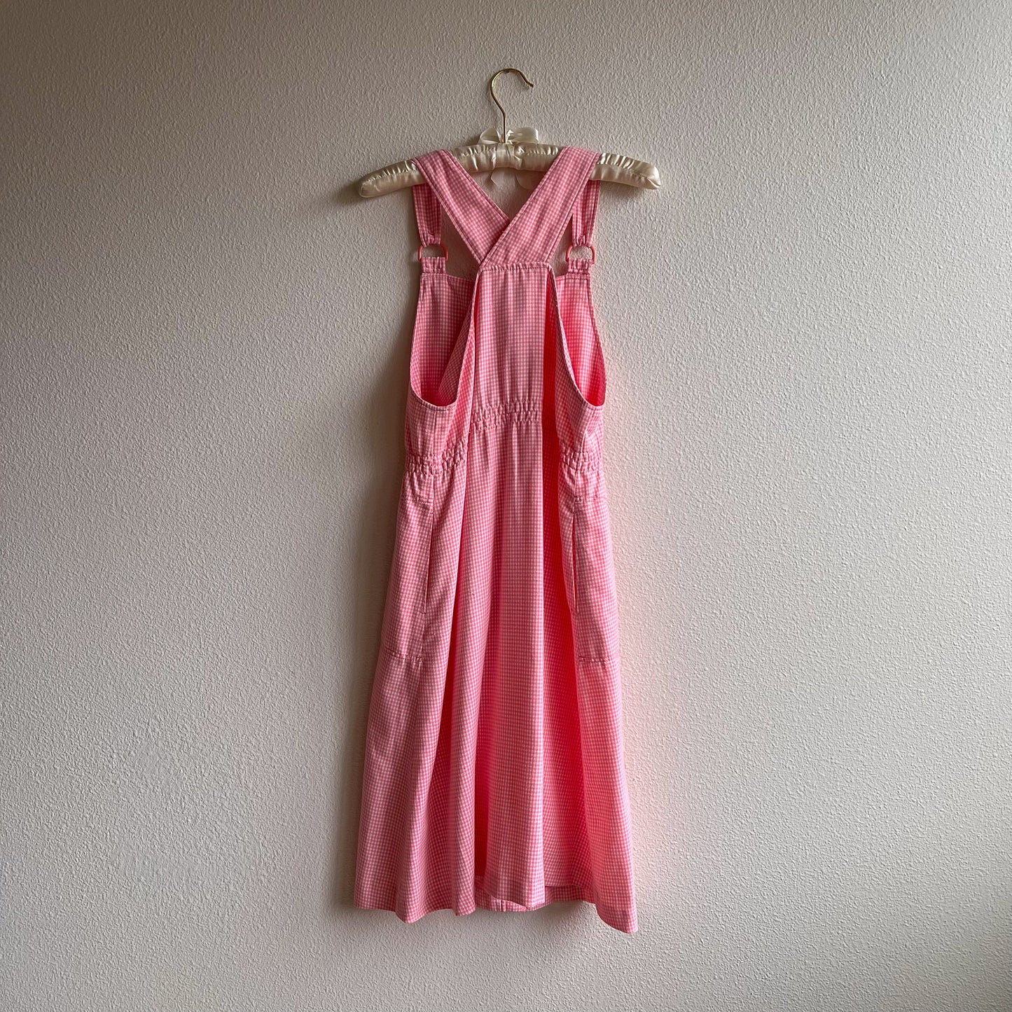 Adorable 1990s Pink Gingham Overall Dress (XS/S)