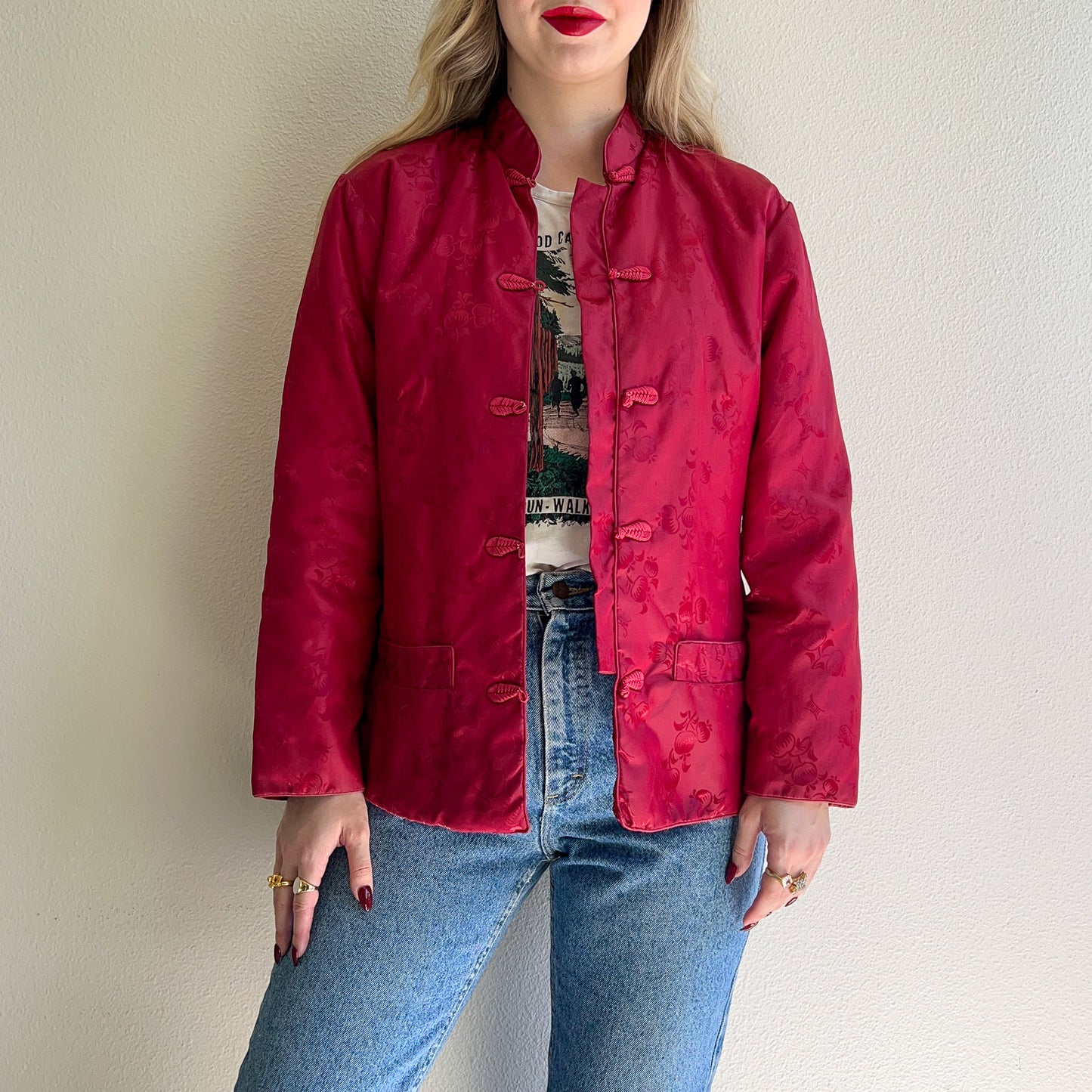 1990s Pomegranate Red Silk Jacket (M/L)