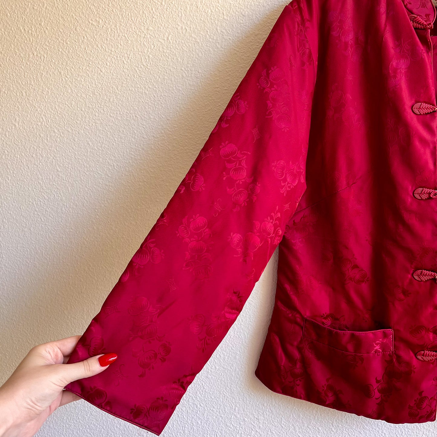 1990s Pomegranate Red Silk Jacket (M/L)