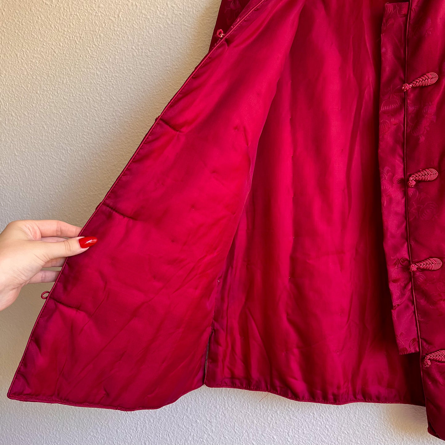 1990s Pomegranate Red Silk Jacket (M/L)