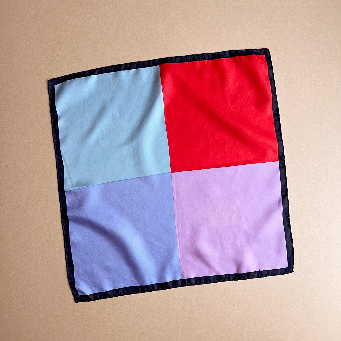 1990s Red and Blue Quad Silk Scarf