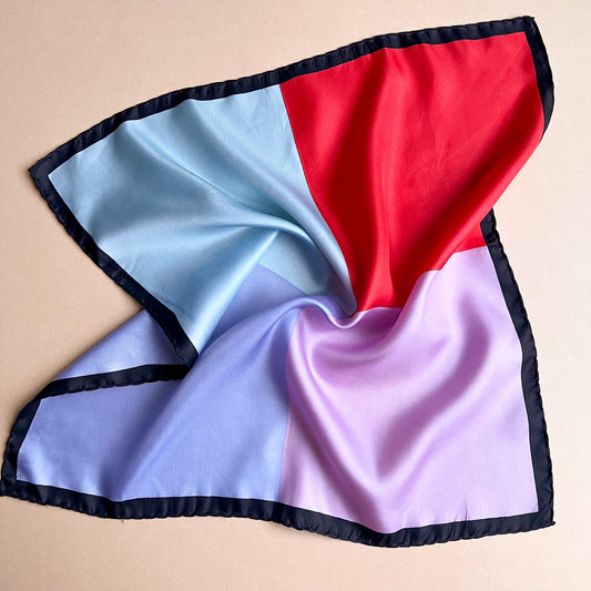 1990s Red and Blue Quad Silk Scarf