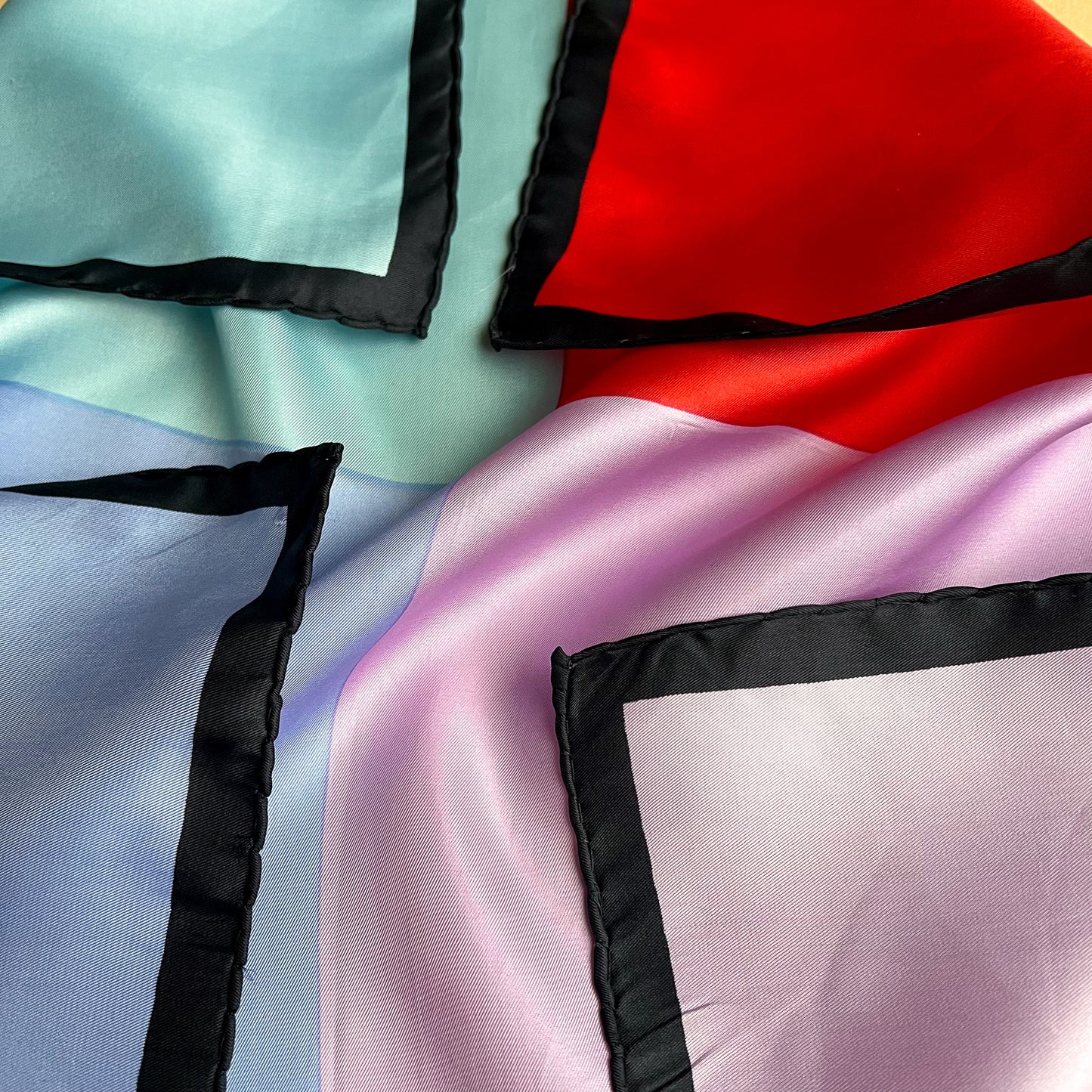 1990s Red and Blue Quad Silk Scarf