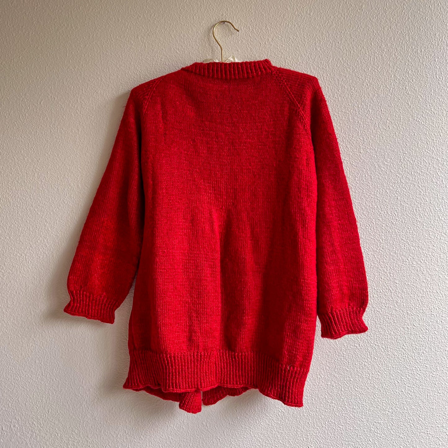 Cozy 1990s Red Cardigan With Rhinestone Buttons (M/L)