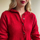 Cozy 1990s Red Cardigan With Rhinestone Buttons (M/L)