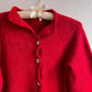 Cozy 1990s Red Cardigan With Rhinestone Buttons (M/L)