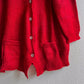 Cozy 1990s Red Cardigan With Rhinestone Buttons (M/L)