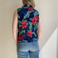 1990s Red Hibiscus Print Cotton Top (L/XL)