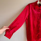 1990s Red Satin Blouse With Tiny Rosebud Print (L/XL)