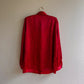 1990s Red Satin Blouse With Tiny Rosebud Print (L/XL)
