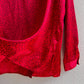 1990s Red Satin Blouse With Tiny Rosebud Print (L/XL)