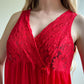 1990s Red Slip Dress With Rosebud (M/L)