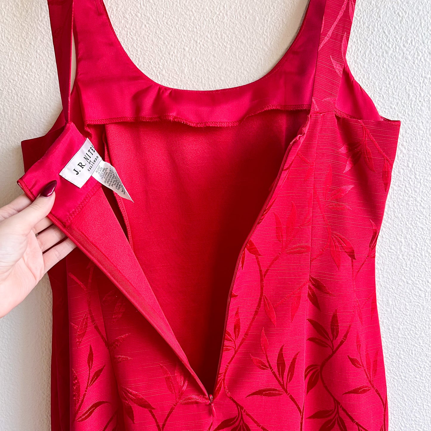1990s Bright Red Slit Dress With Cropped Jacket (M/L)