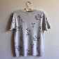 1990s White Short Sleeve Sweater With Gray Florals (S)